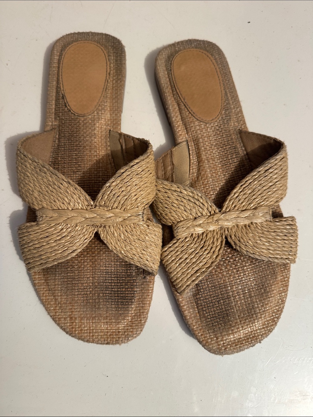 Braided Natural Straw Slide Mules - Women's Summer Slip-Ons